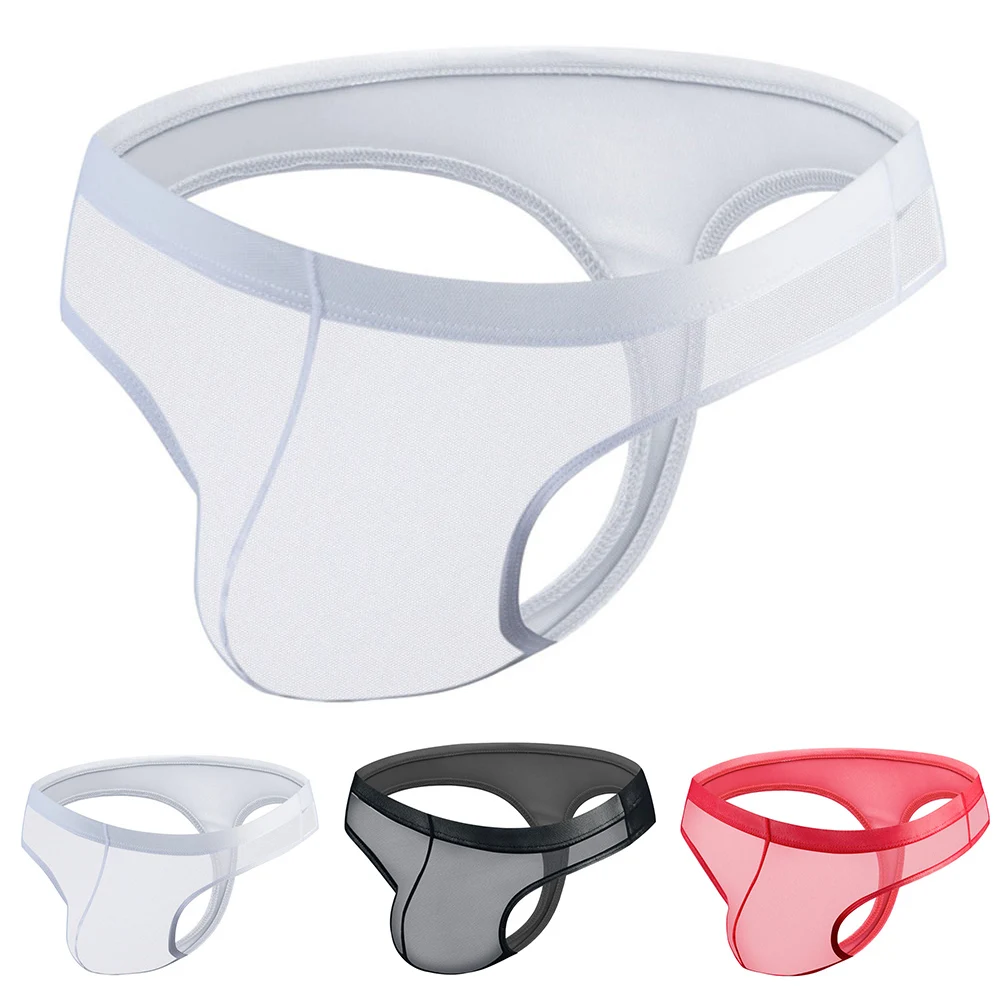 

Men Sexy Lingerie Breathable G-String soft Briefs Open Back Thong Solid Color Underwear T Back Underpants Peni Big Pouch Panties