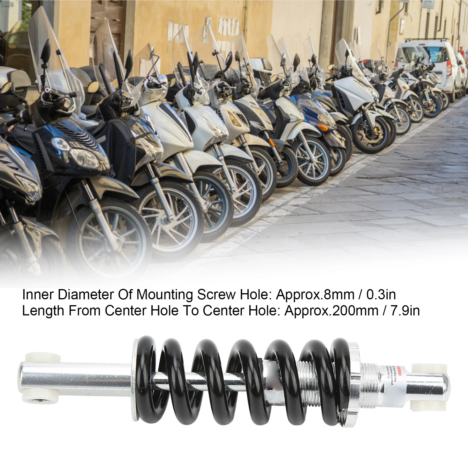 200mm 1500LBS オートバイ用スプリングショックアブソーバーサスペンション、マウンテンバイク、電動自転車用、200mmダンパー、マウンテンバイク用ショック