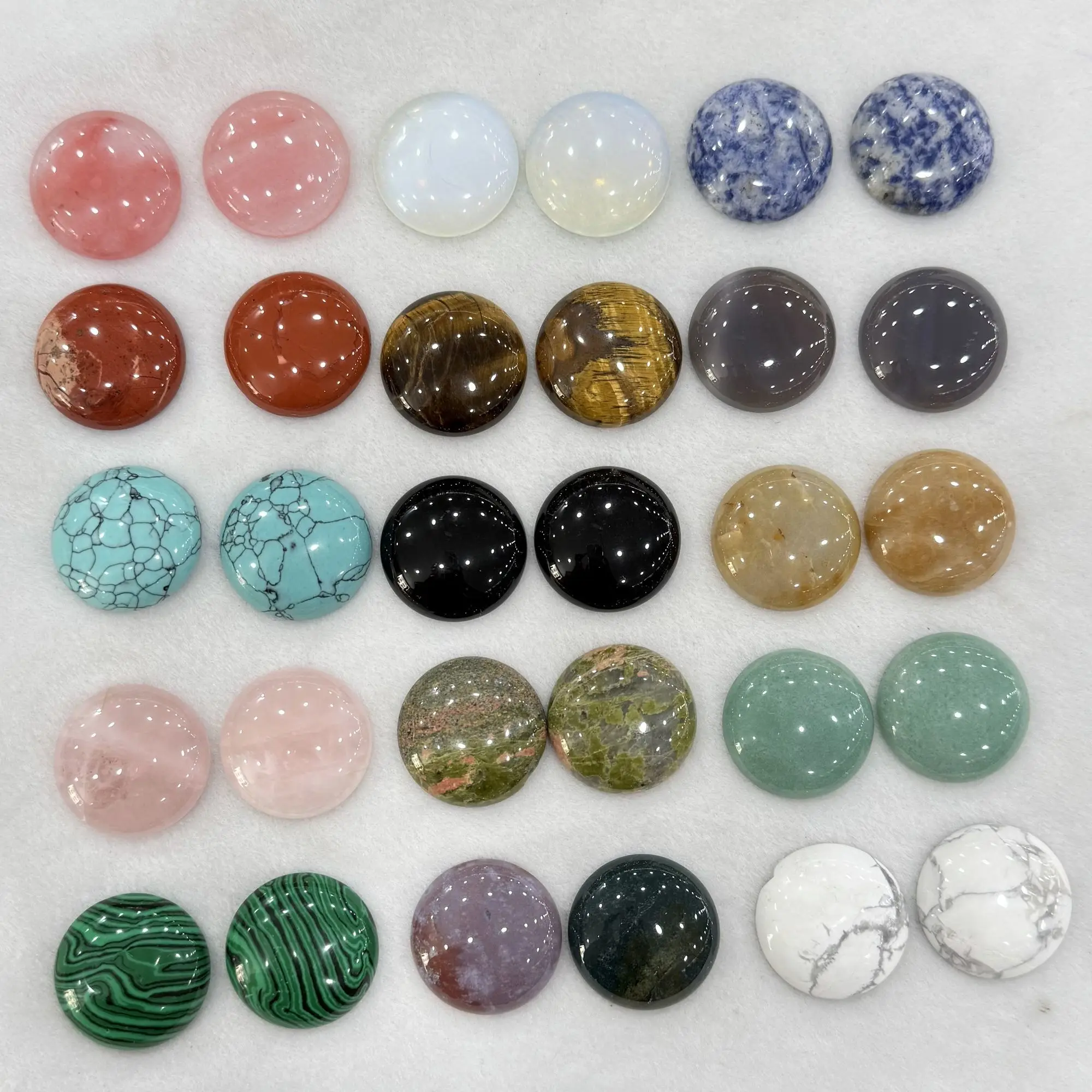 20/30/50pcs Natural Stone Round Cabochon Flatback Gemstone 20mm DIY Ring Earring Bracelet Necklace Jewelry Making