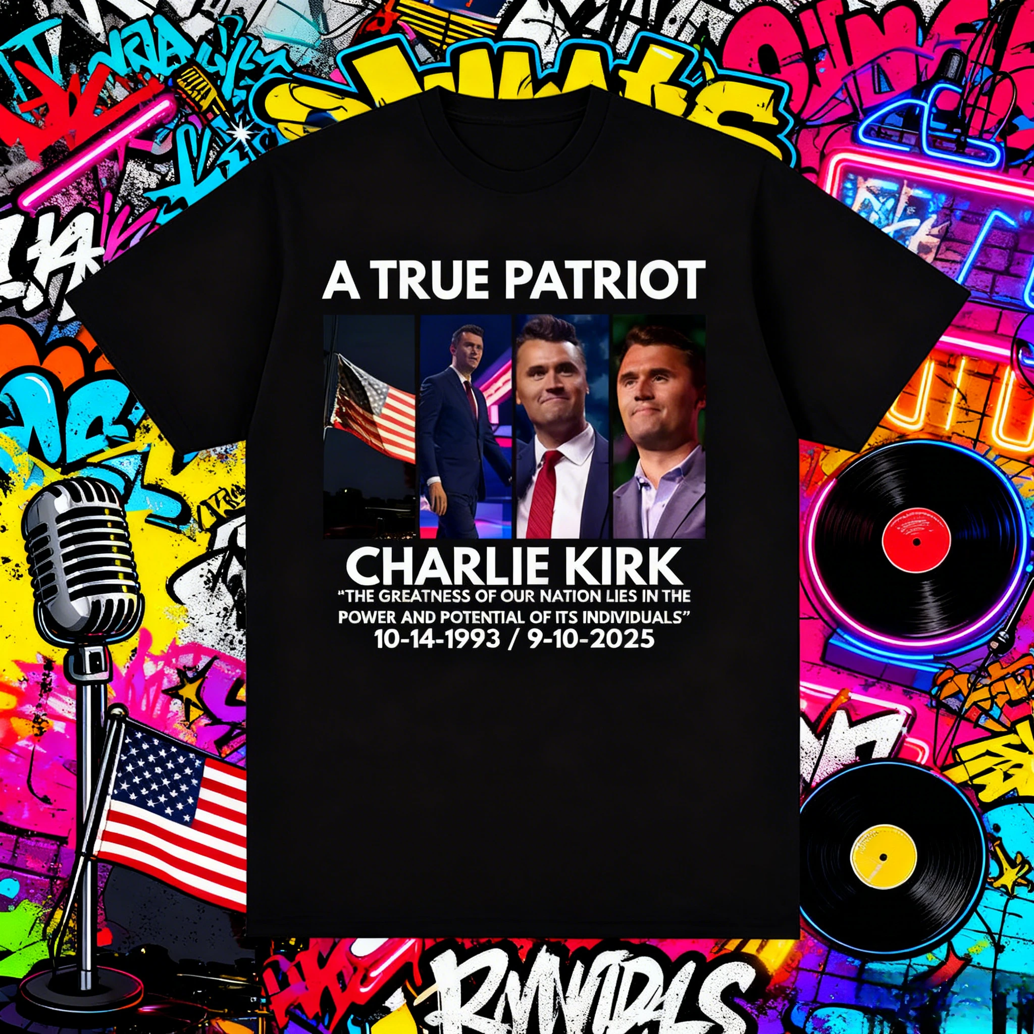 2025-26 الصيف اكتشف التذكاري الوطني للعلم الأمريكي صحيح باتريوت تشارلي كيرك تي شيرت مطبوعة القطن تي شيرت #1