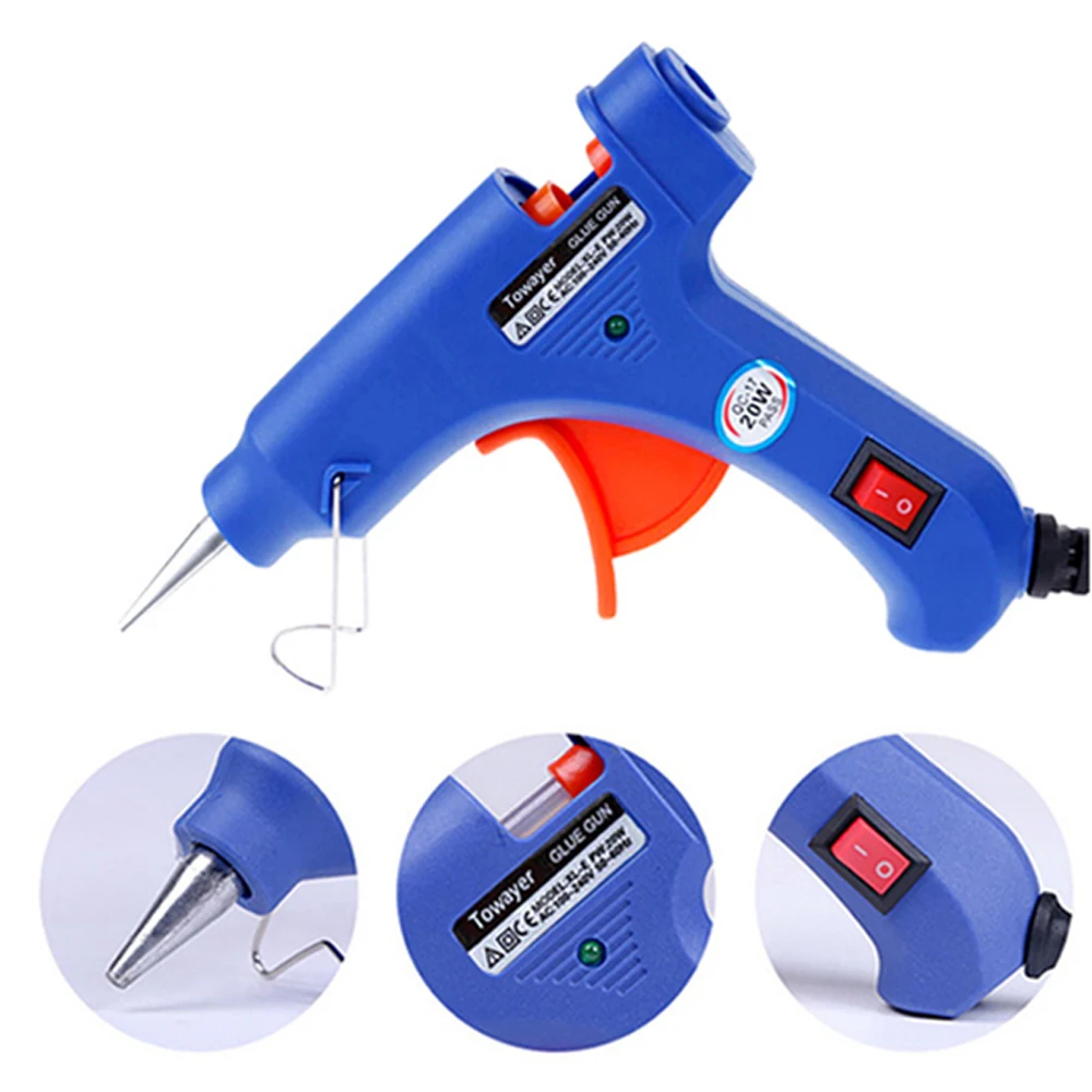 New 20W Hot Melt Glue Gun Mini Household DIY Industrial Gun Heat Resistant Thermoelectric Repair Tool Using 7mm Glue Stick