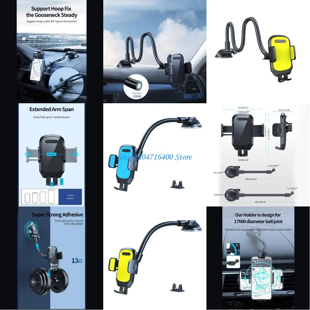 

y1gd Dashboard Phone Holder for 110mm Cellphones Hands Suction Cup Doesn'for t Slip or Drop