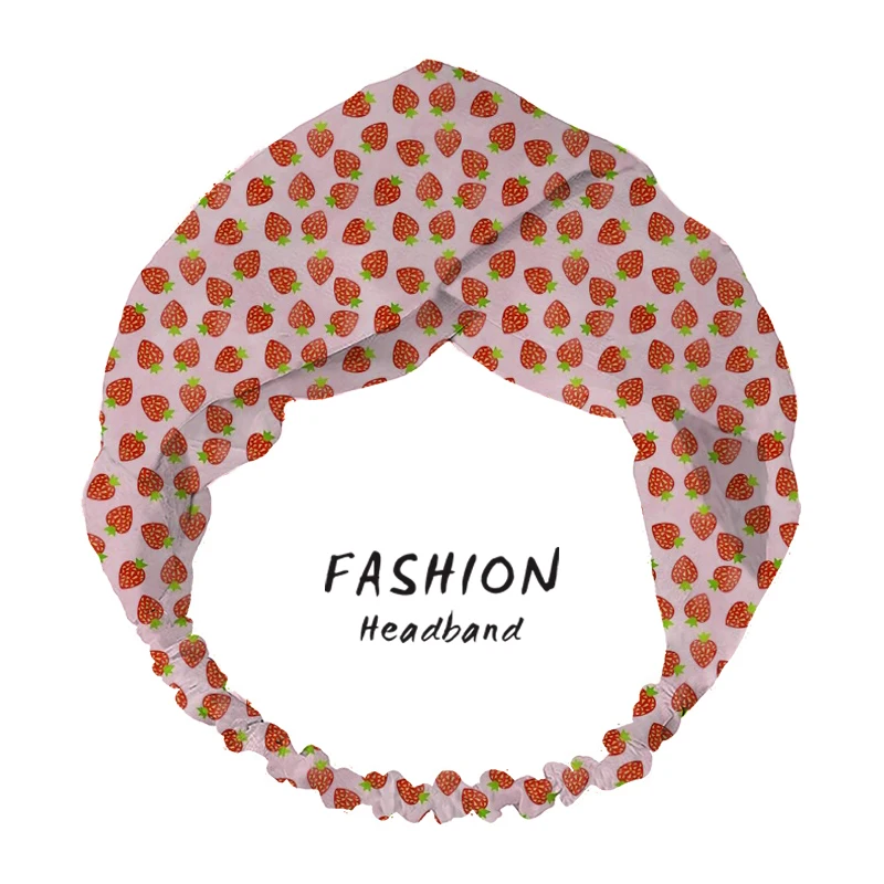 Women Girls four seasons Hair Bands Strawberry Print Headbands Turban Bandage Bandanas HairBands Hair Accessories Headwrap