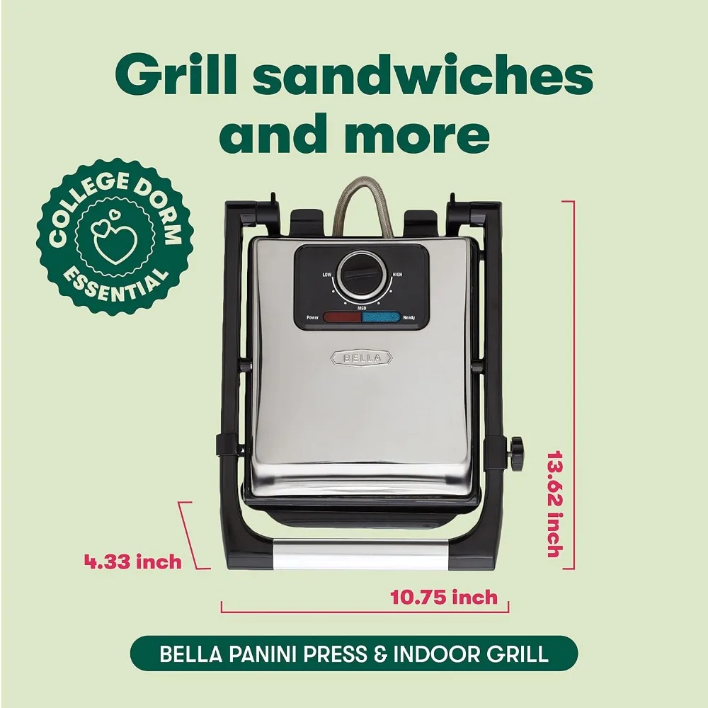 Sandwich Maker and Electric Indoor Grill with Double Nonstick Plates,Height Adjustable Lid and Removable Drip Tray