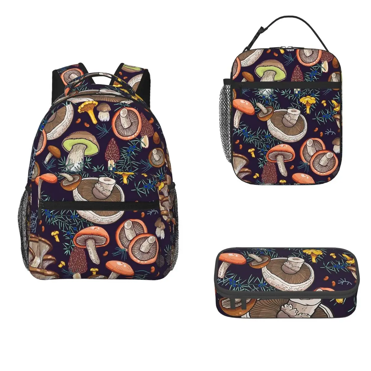 

Dark Dream Forest Backpacks Boys Girls Bookbag Children School Bags Cartoon Kids Rucksack Lunch Bag Pen Bag Three-Piece Set