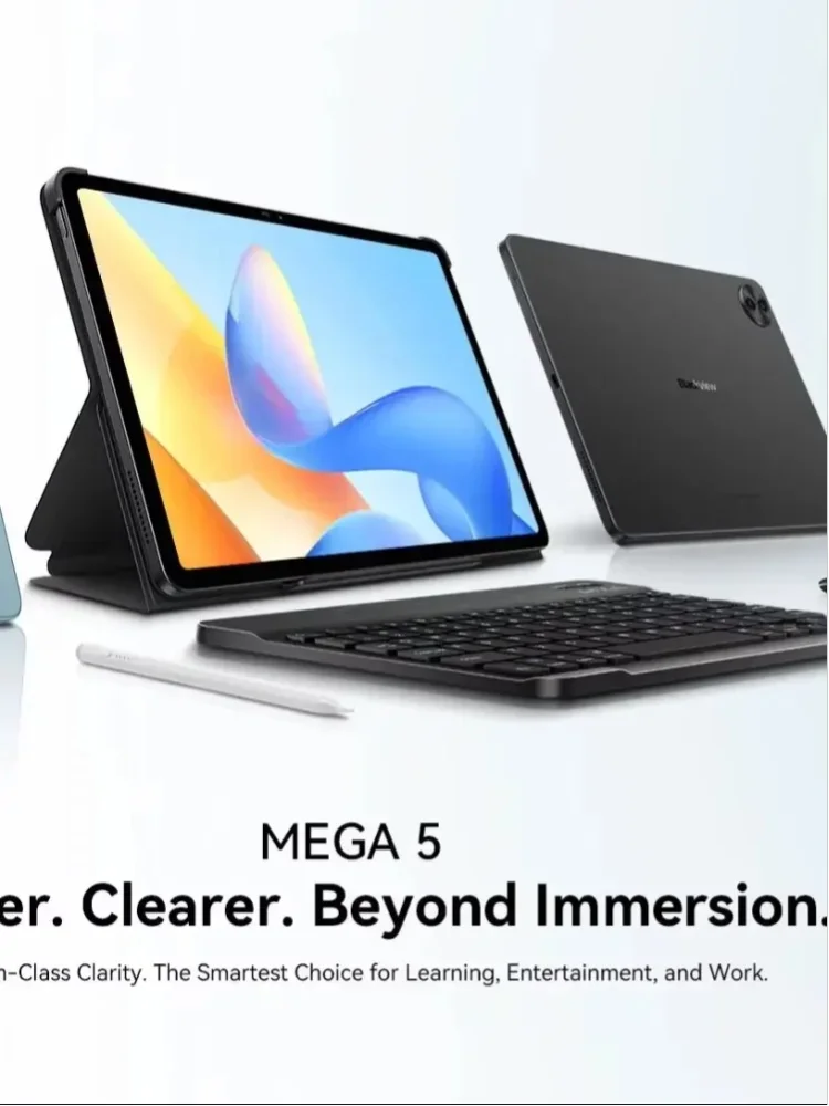 Tablet Blackview Mega 5, 24 GB (8+16) pamięci RAM, 256 GB pamięci ROM, 12,2-calowy ekran 2,4K Ultra‑Clear IPS o częstotliwości odświeżania 120 Hz, technologia Tüv Süd Low Blue Light, system operacyjny — 2