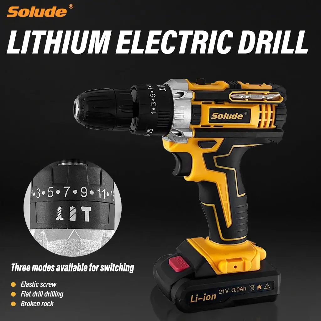 21Vコードレスドリルセット（バッテリー2個、基本工具付き、家庭修理DIY用）