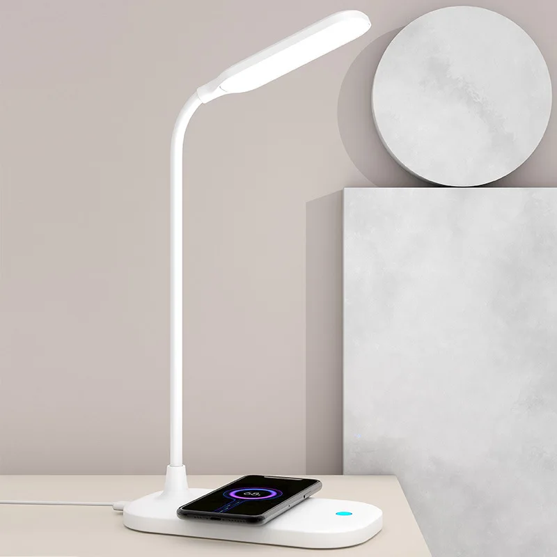 

3 In 1 Wireless Charger Pad LED Desk Lamp Eye Protect Study Reading Table Lamp 10W Fast Charging Station For iPhone Samsung