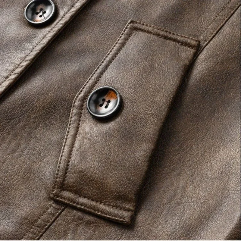 Outerwear New Mom Coat  Autumn Winter Women's Loose Concealing Short Versatile Lapel High-end Leather Coat Fashion Women’s Wear