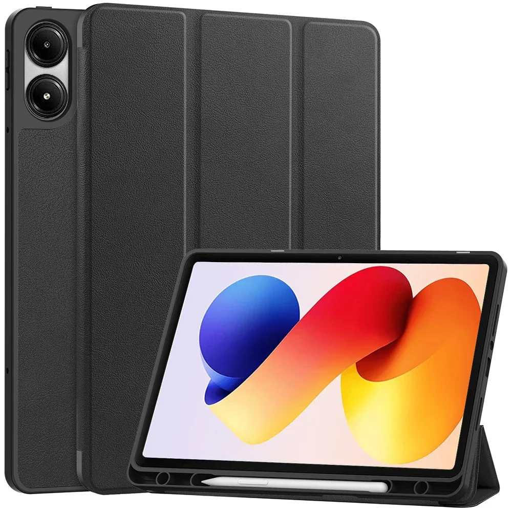 Intelligente Tablet-Hülle für Xiaomi Redmi Pad 2 Pro 12,1 Zoll 2025 / Redmi Pad 2 11 Zoll 2025 mit Stiftschlitz und dreifach faltbarem TPU-Softcase.