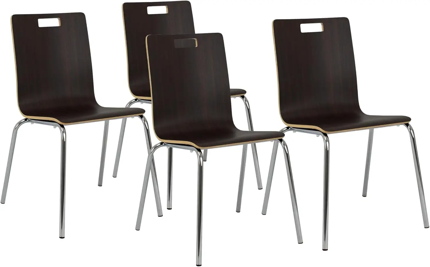 (4 Pak Kursi Makan & Café Stack Modern, standar, Espresso