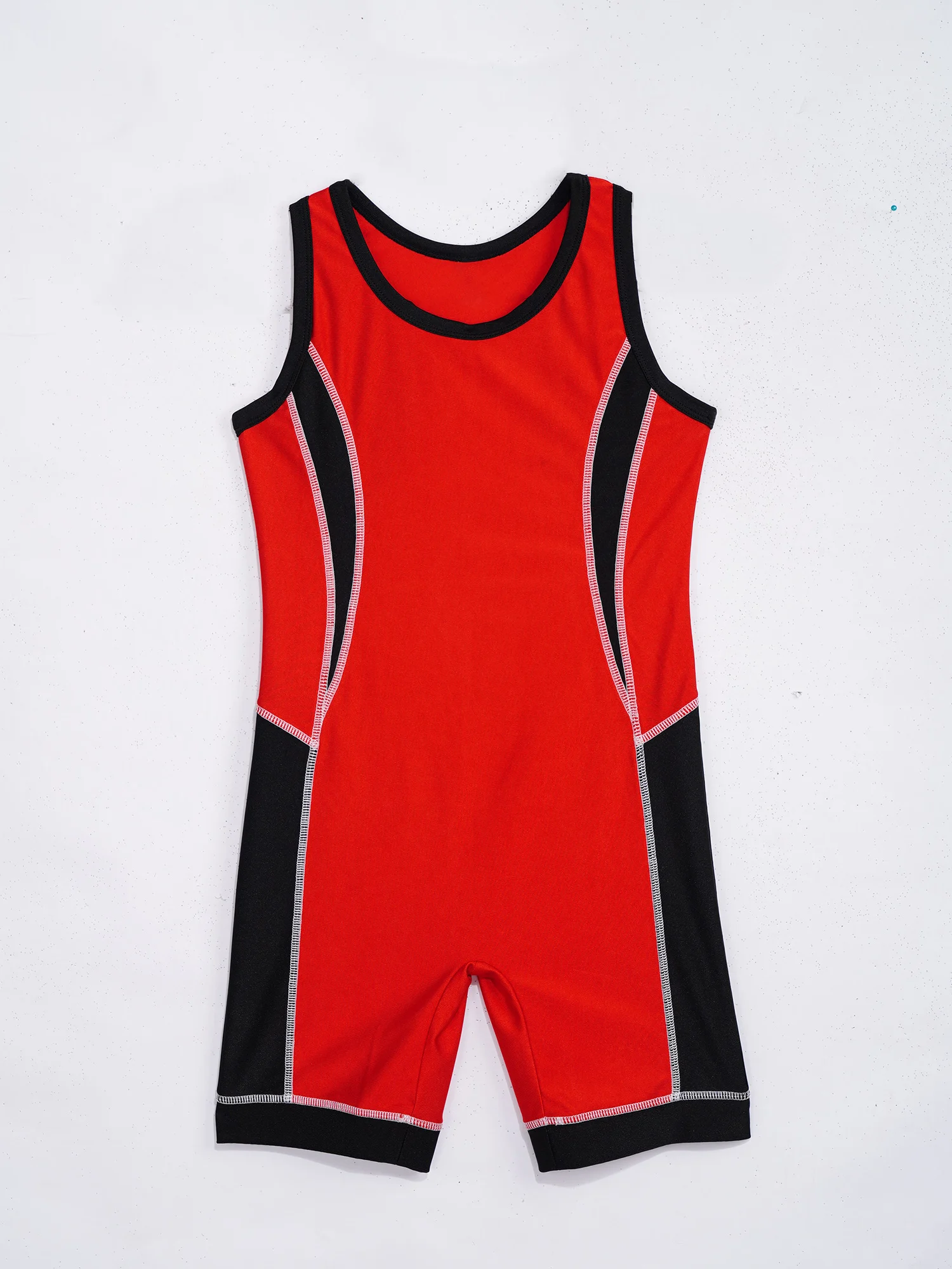 Kinder-Ringertrikot für Jungen und Mädchen, farbblockiert, schnelltrocknend, ärmellos, Oberschenkel-lange Bodysuit für Sport, Training, Übungen und Radfahren – Detail 30