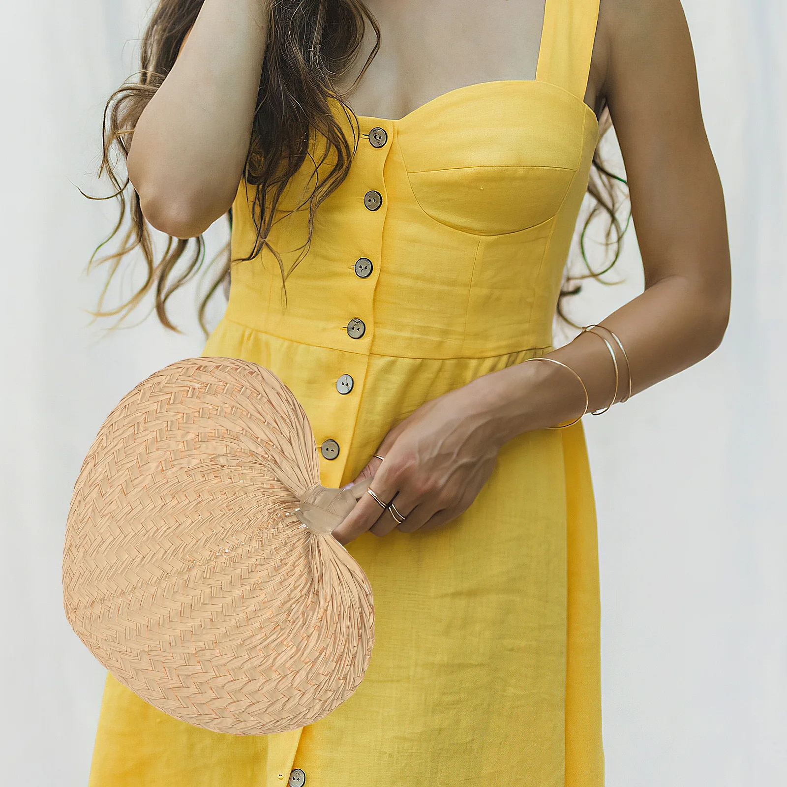 

Handmade Straw Fan Summer Cool Cattail Leaf Fan Lightweight Wall Mountable For Home Outdoor Walking Use