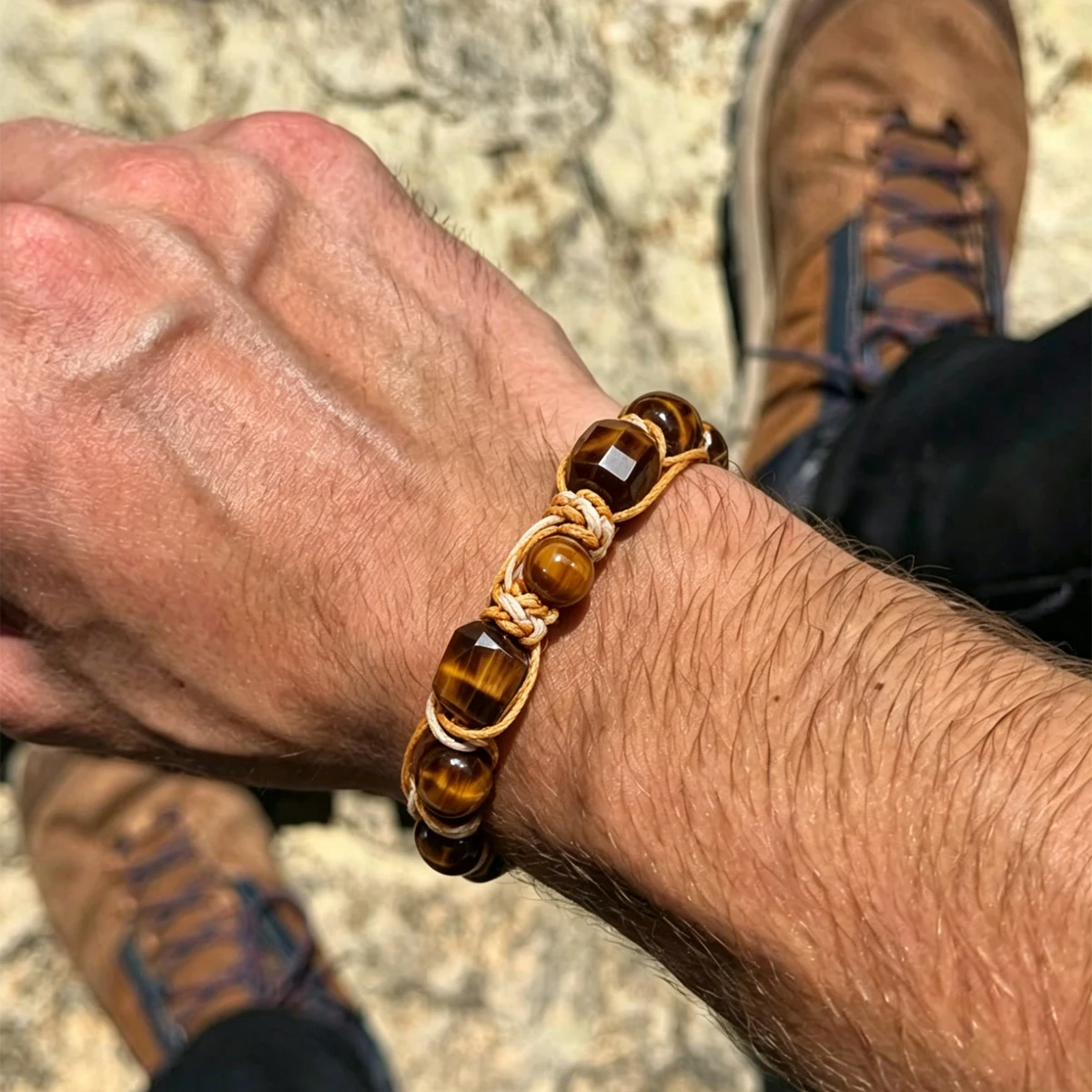Herren-Armband aus natürlichem Citrin, gewebtes Armband, roher gelber Kristall, zieht Reichtum, Fülle, Heilstein, Schmuck, Geschenk für männliche Geschäftsleute – Detail 8