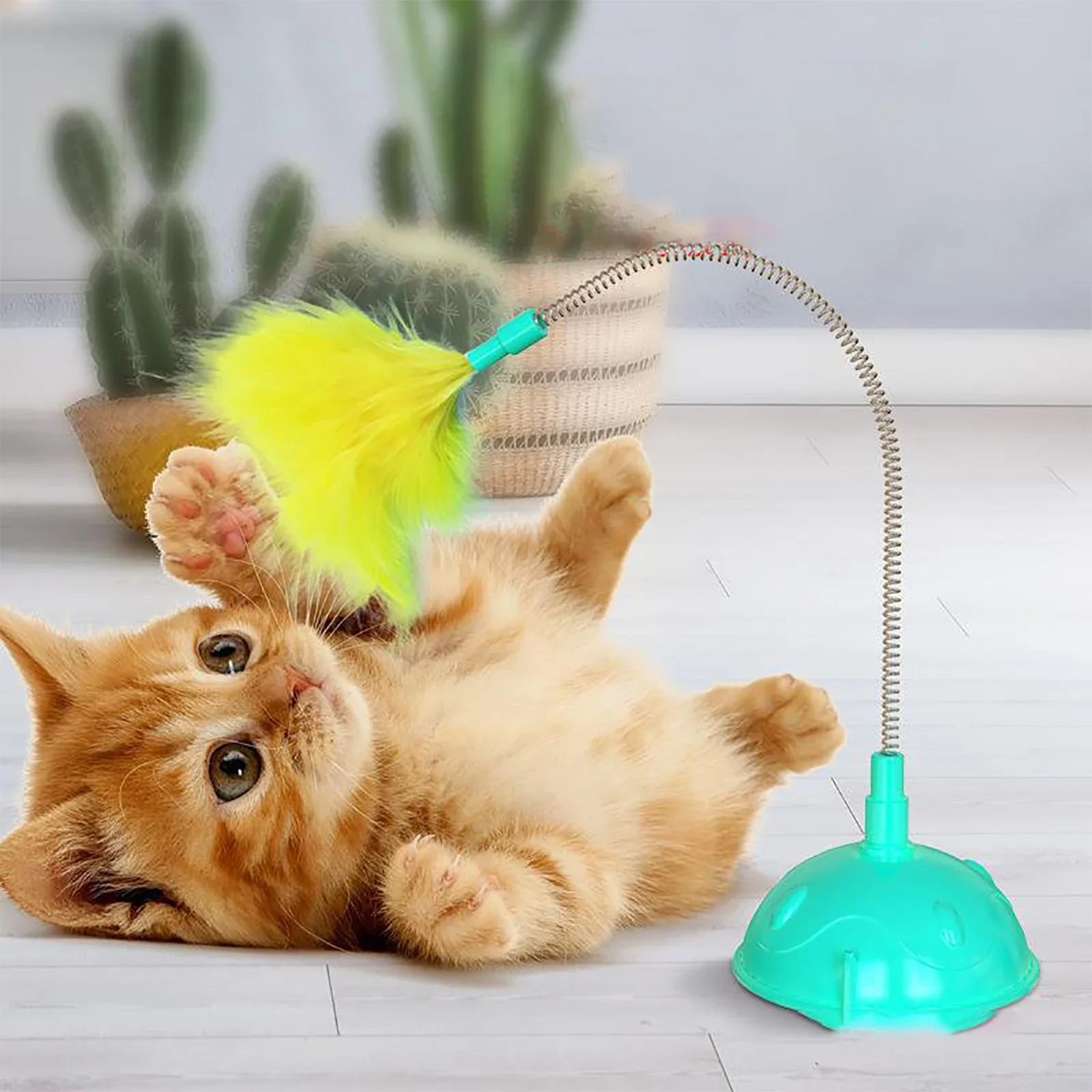 

Cats Toys Feathers Wand Interactive Toy Kitten Toys with Super Suction Cup Cats Toys For Indoor Kitten Play Exercise Wand