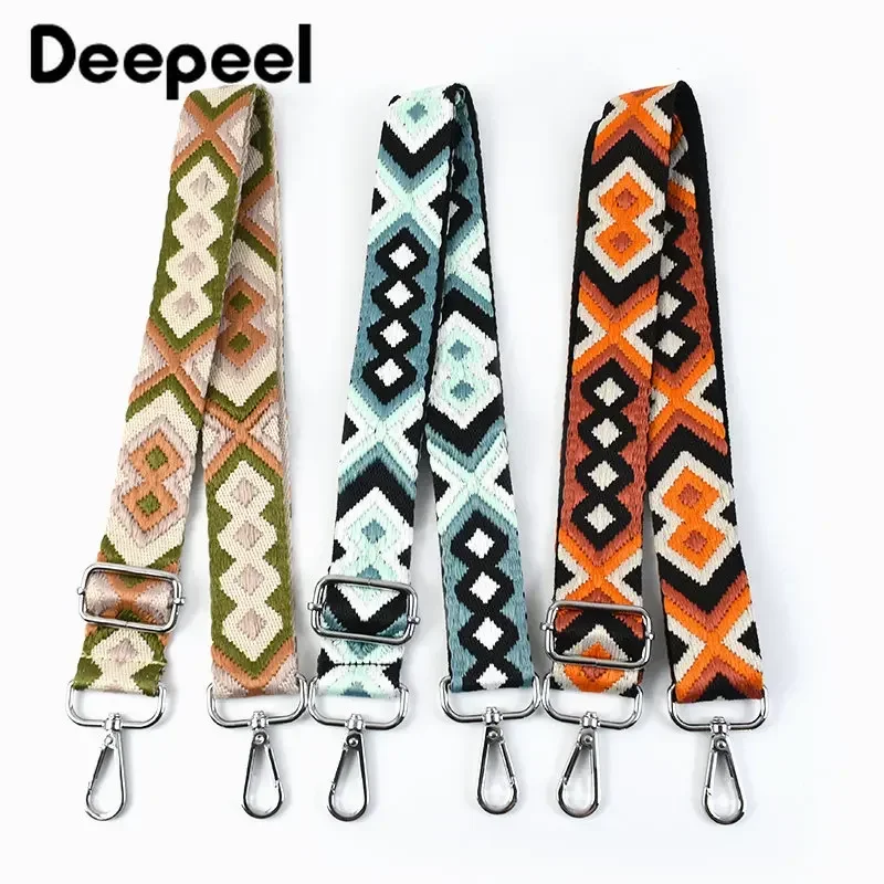 Deepelee 3.8Cm Modis Kanvas Warna Anyaman Tali Jacquard 80-130Cm Tali Selempang Bahu Dapat Disesuaikan Aksesori Tas Wanita