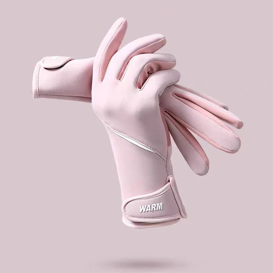 Winter-Damen-Thermohandschuhe, Touchscreen-kompatibel, mit Fleece gefüttert, Vollfinger, wasserdicht, Handwärmer, Fäustling für Fahrrad, Radfahren
