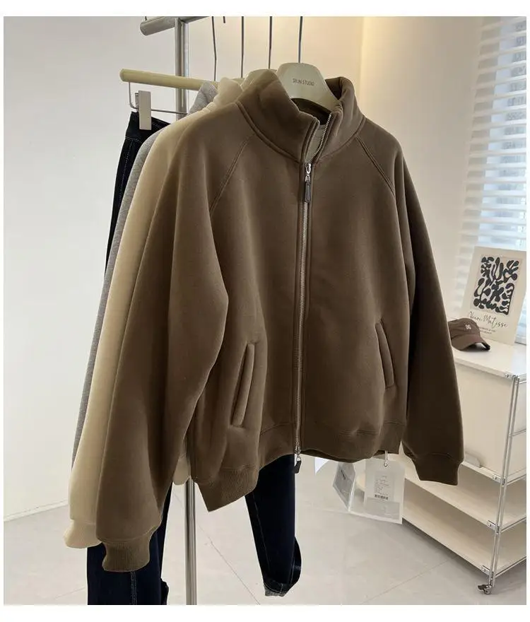 Fleece Sweatshirt No Hat Womens Heavyweight Winter Plush Corduroy Handcrafted Raglan Star-Shaped Laceup O Neckz Girls' Flocking