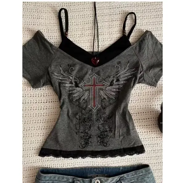 Grunge Y2k Graphic Sling Solid Unisex Camis Clothes Off Shoulder High Street Camisole Hotwife Tierred Coquette Preppy Hip Hop