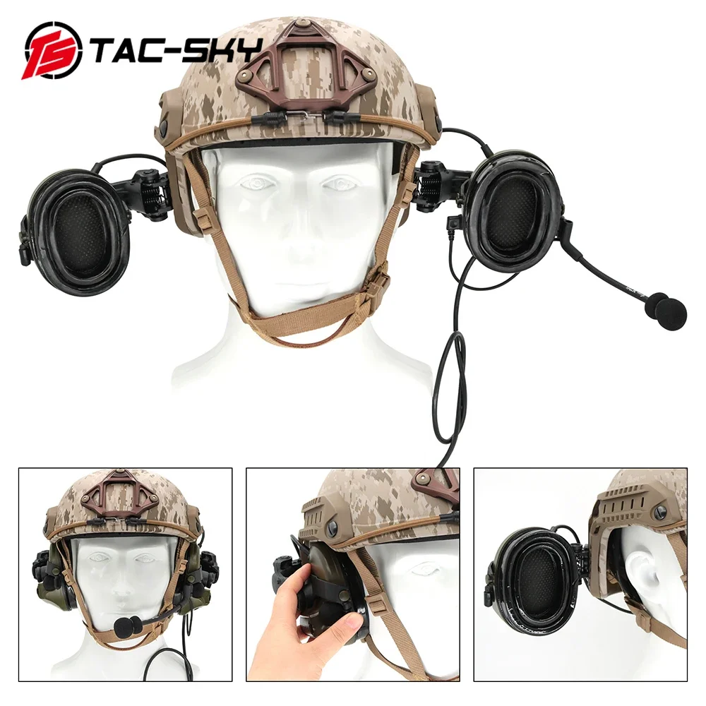 TAC-SKY Airsoft Sport Tactical COMTAC II Headphone Helm ARC Track Bracket Headphone Earmuff Silikon FG