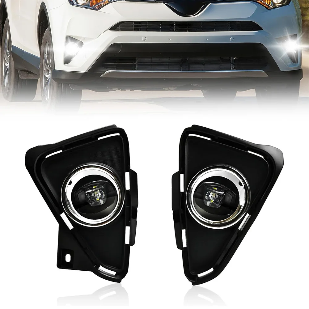 

Светодиодные противотуманные фары для Toyota RAV4 2016 2017 2018, замена противотуманной фары в сборе, передняя противотуманная фара с жгутом проводов и переключателем