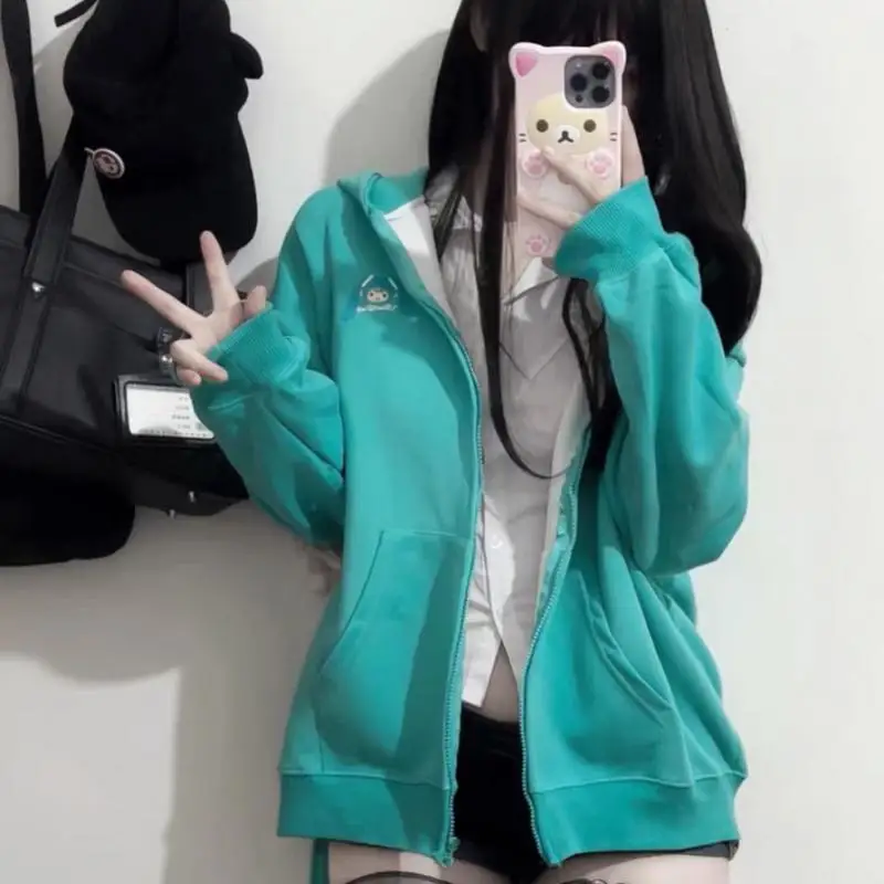 Kawaii Hatsune Miku Hooded Jacket Girl Winter Plush Soft Girl Zipper Coat Cartoon Rabbit Ear Coat Girl Anime Birthday Gift