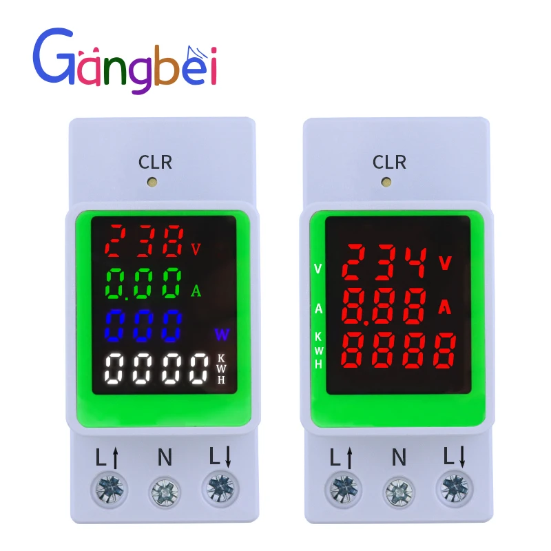 4IN1 GBDQA AC110V 220V 100A Voltage Current KWH Electric energy monitor meter VOLT AMP voltmeter ammeter Wattmeter din rail