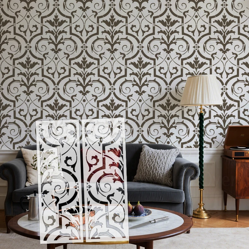 60cm - 120cm Stencil Wall For Painting Customize Custom Template Furniture Makers Damask Incricate Rococo Baroque Vintage S630