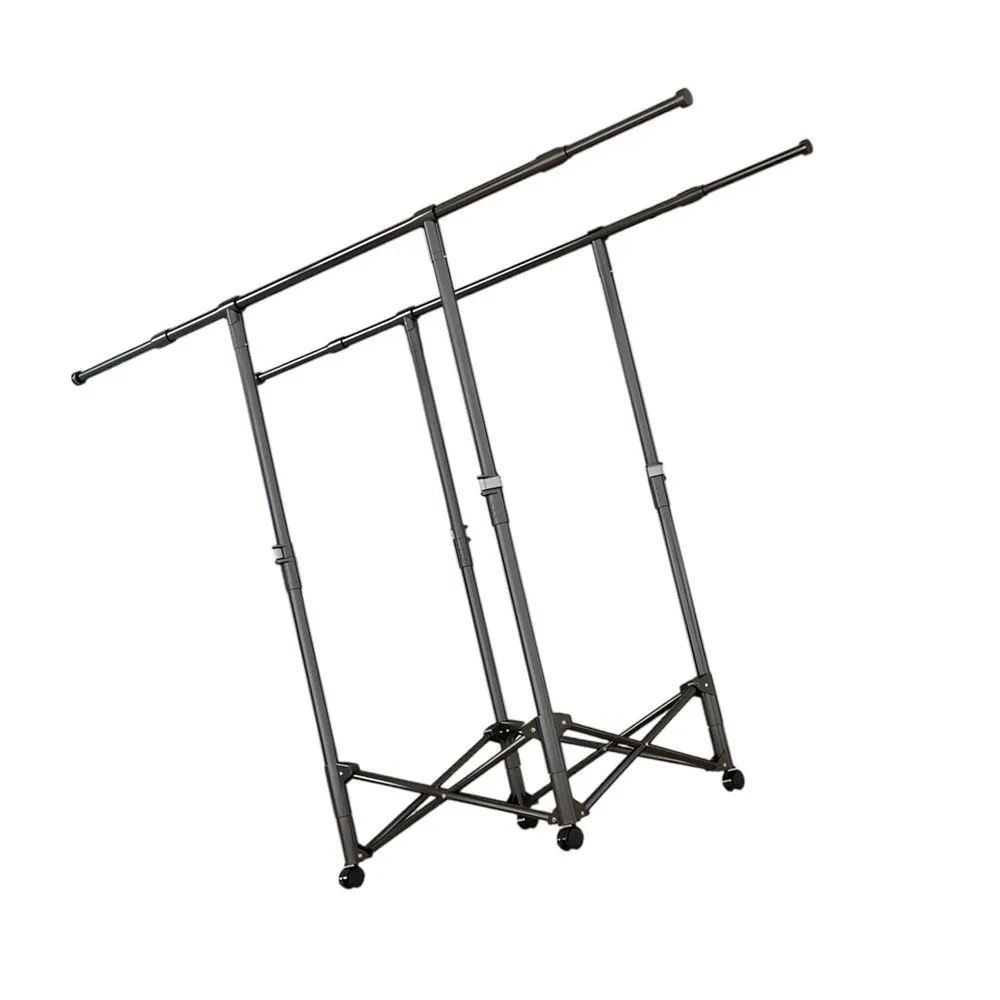 Easy Setup Folding Clothes Drying Rack with Two Rods and Storage Bag for Indoor Outdoor Use