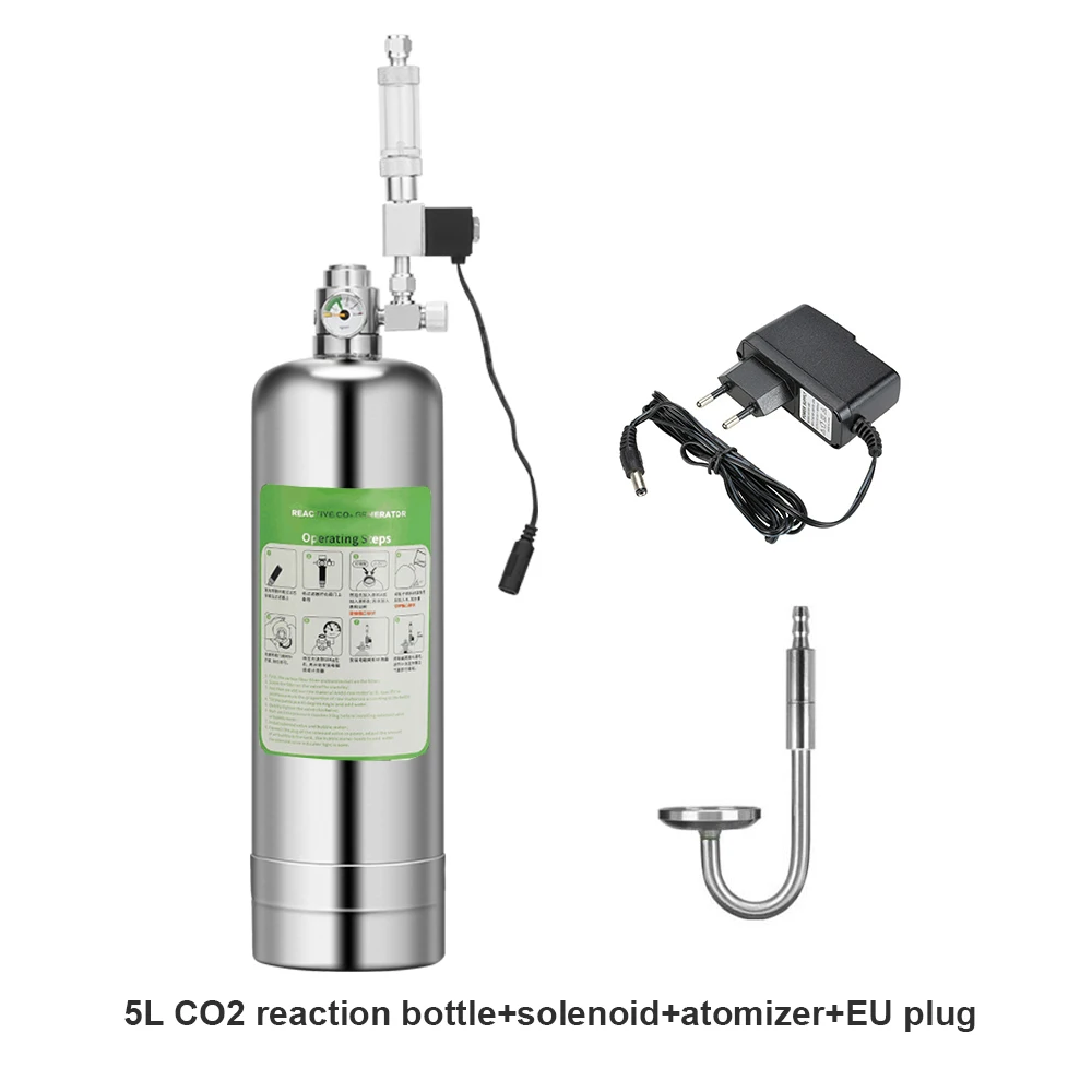 Aquarium CO2 Generator system co2 Kit Stainless Steel CO2 Cylinder Generator System Carbon Dioxide Reactor Kit Plants Aquarium