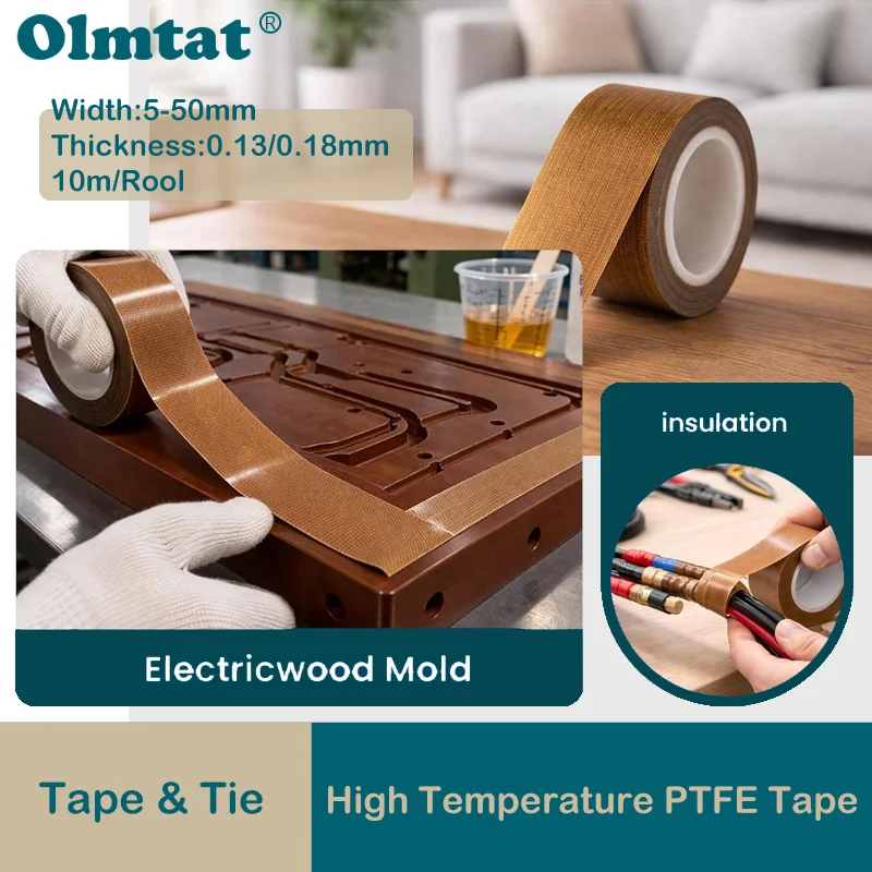 High-temperature Resistant PTFE Tape Insulation Wear-resistant Thickness 0.13mm/0.18mm Mechanical Maintenance Electrical Tapes