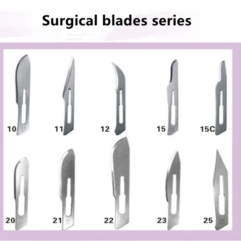 100 Pcs Scalpel Blades Carbon Steel Dental Surgical Sterile Scalpel Blades #3 Scalpel Handle Dental Medical Surgical Tools