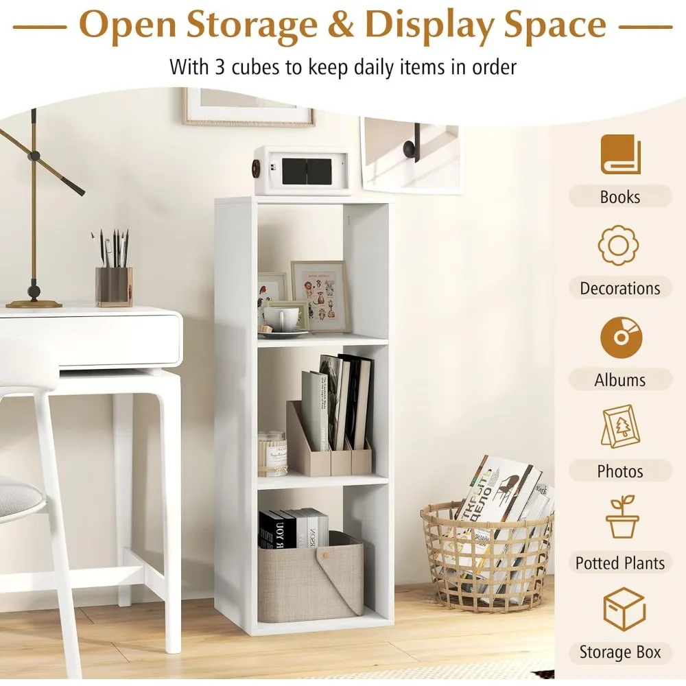 خزانة كتب مكعبة قائمة بذاتها مكونة من 4 طبقات مع أرفف مفتوحة وميزات مضادة للسقوط