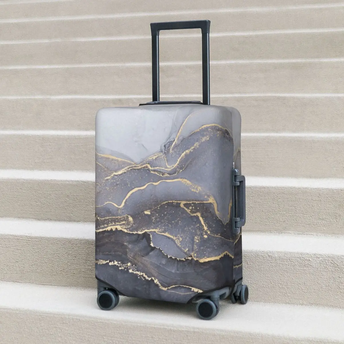 Glitter Marble Suitcase Cover Luxury Abstract Fluid Art Flight Business Strectch Luggage Accesories Protector