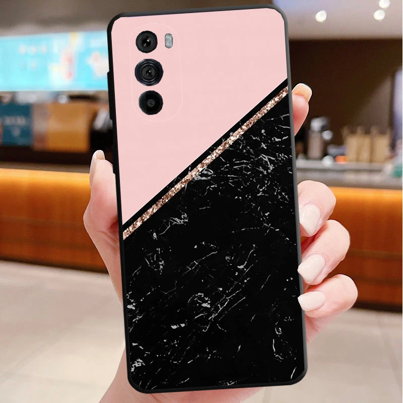 حافظة هاتف لهاتف موتورولا إيدج 50 40 برو 60 50 40 30 Ultra Neo Fusion Moto G85 G72 G53 G54 G84 G13 G32 كلمة أناناس رخامية فنية #6