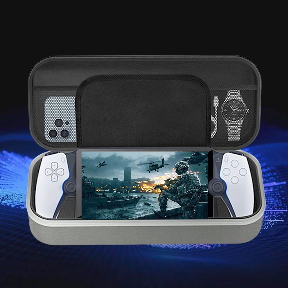 Estuche de transporte duro, bolsa de almacenamiento portátil antiarañazos EVA con bolsillo de malla, estuche rígido para Portal PS5 para Portal PlayStation