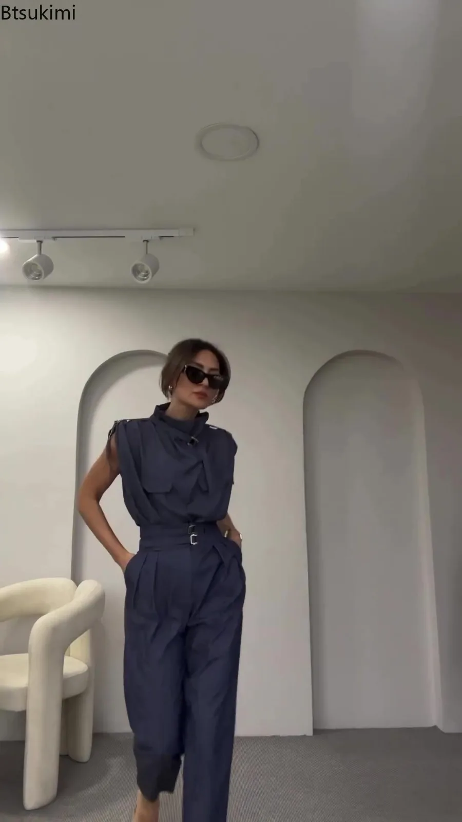 Summer Trend Streetwear Women's Sleeveless Turtleneck Vest and High Waist Pants Two Pieces New Ladies Casual Personality Outfits