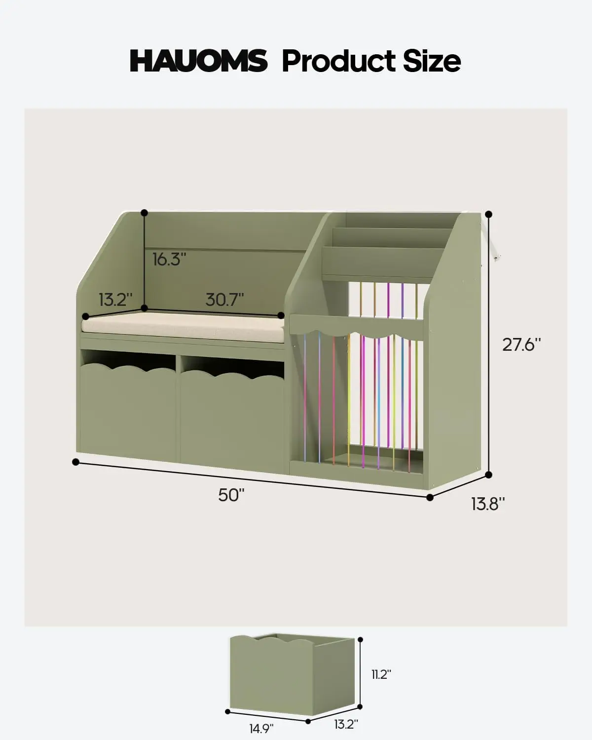 Kids Bookshelf Large Reading Nook Toy Storage Organizer 4 In 1 Design Anti Slip Soft Padded Bench Stuffed Animal Zoo Montessori