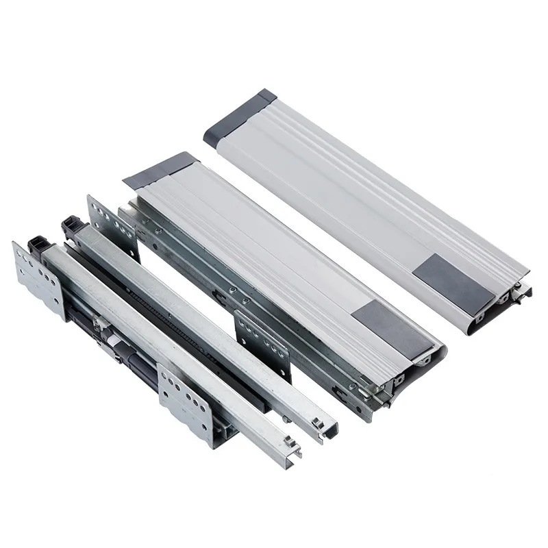 For Buffer Damping Support Bottom Slide Three-section Hidden Drawer Guide Rail Clothing Cabinet Steel Plate Drawer Riding Draw