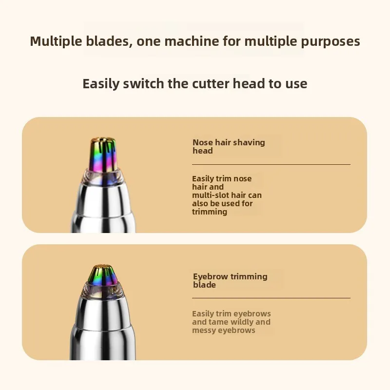 2 in 1 Nose Hair Trimmer for Women Portable Facial Hair Removal Trimmer, Lady Eyebrow Trimmer Shaver for Nose Ear Eyebrow Peach
