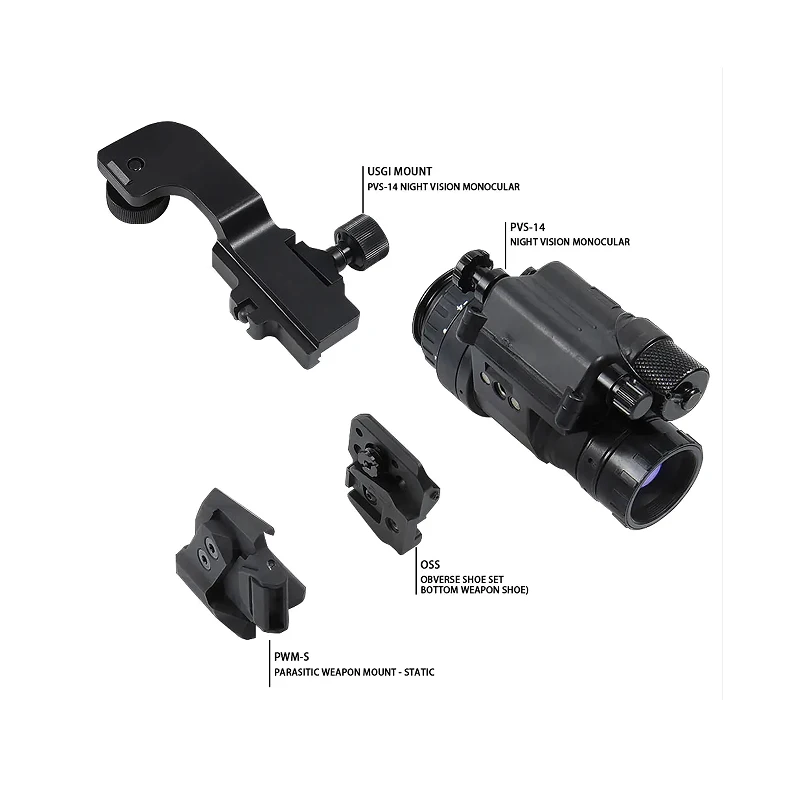 NEW Tactical PVS-14 RQE PWM-S PARASITIC WEAPON MOUNT NVG Mount OSS Monocular Shoe Set Dovetail-style Interface Adapter