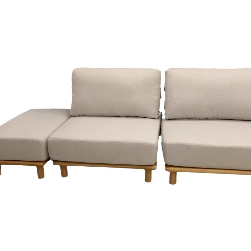 أريكة قماشية ناعمة من الخشب الصلب على الطراز الياباني، مجموعة صف مستقيم واحد