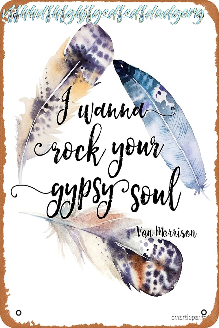Gypsy Soul - Into The Mystic Lyrics Art Board Print Retro Metal Tin Vintage Sign 12 X 8 Inch Home Bar Man Cave Wall Decor sign