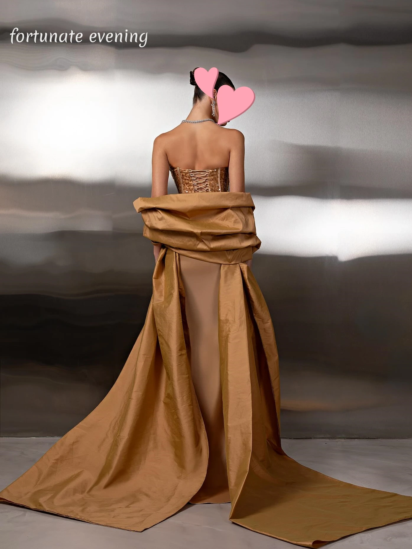 Fortuinlijke avond elegante vintage zoete gouden champagne pailletten glanzende op maat gemaakte formele gelegenheid galajurk avondjurken