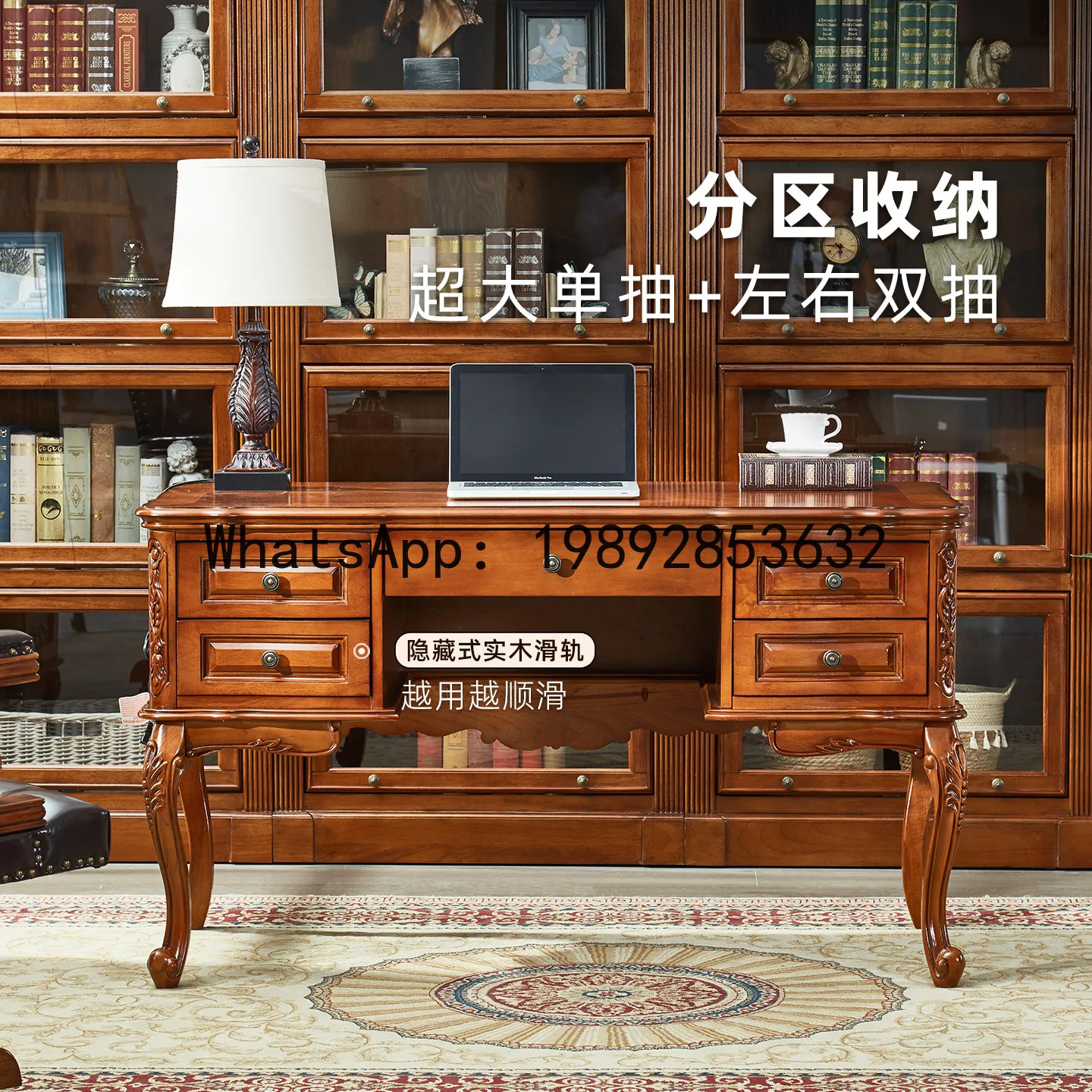 

LYY Solid Wood Desk Vintage High-End Computer Small Apartment Bedroom Study Desk Home Writing Desk