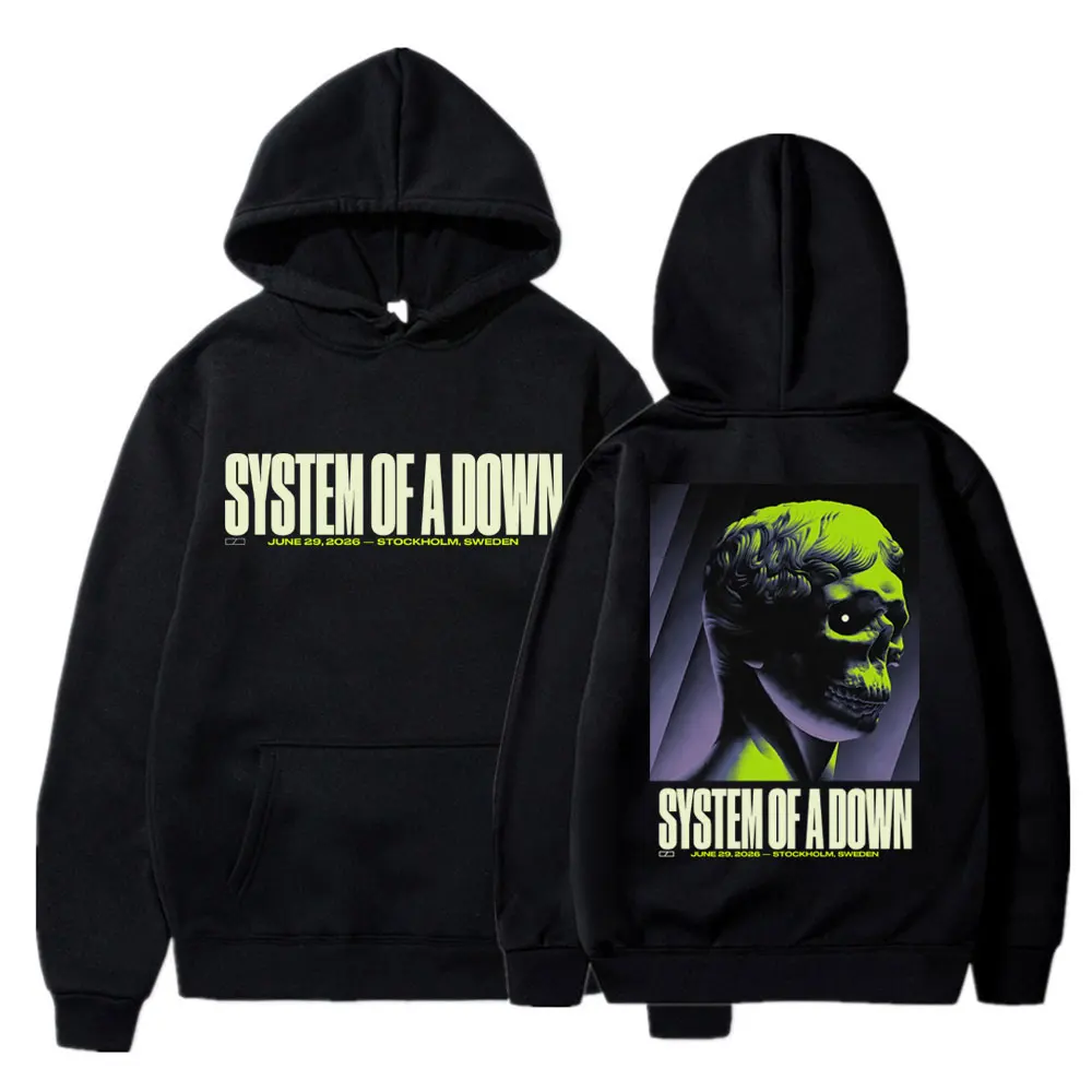 Band System of A Down EU and UK 2026 Tour Graphic Hoodie Fashion Hip Hop Gothic Long Sleeve Oversized Fleece Casual Tracksuit