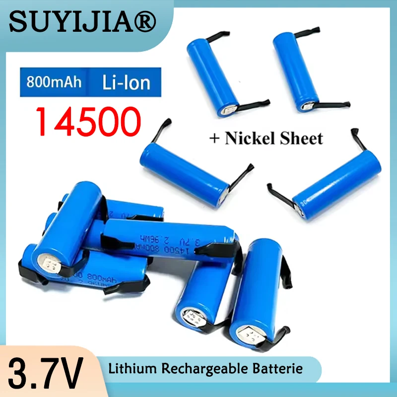 

14500 Battery with Welding 3.7V 800mAh Rechargeable Lithium Ion Battery for Electric Toothbrush Razor Led Flashlight Headlight