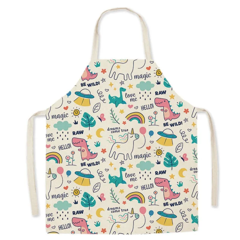 Rainbow Unicorn Linen Apron Kitchen Anti-Stain Apron Children\'s Sleeveless Home Men\'s Cooking Cooking Bib