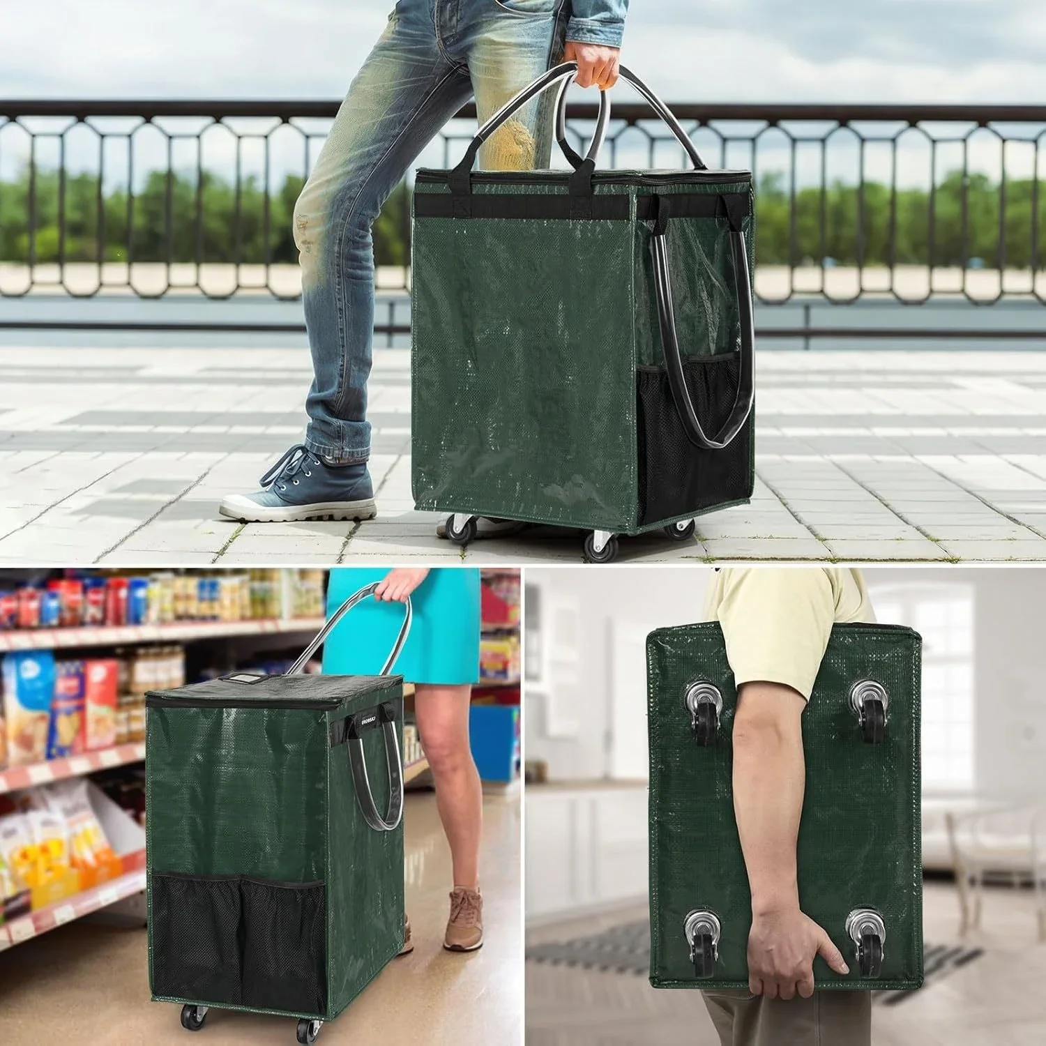 oversized shopping bag, special for supermarkets, foldable portable tug bag with wheels, large-capacity dirty clothes