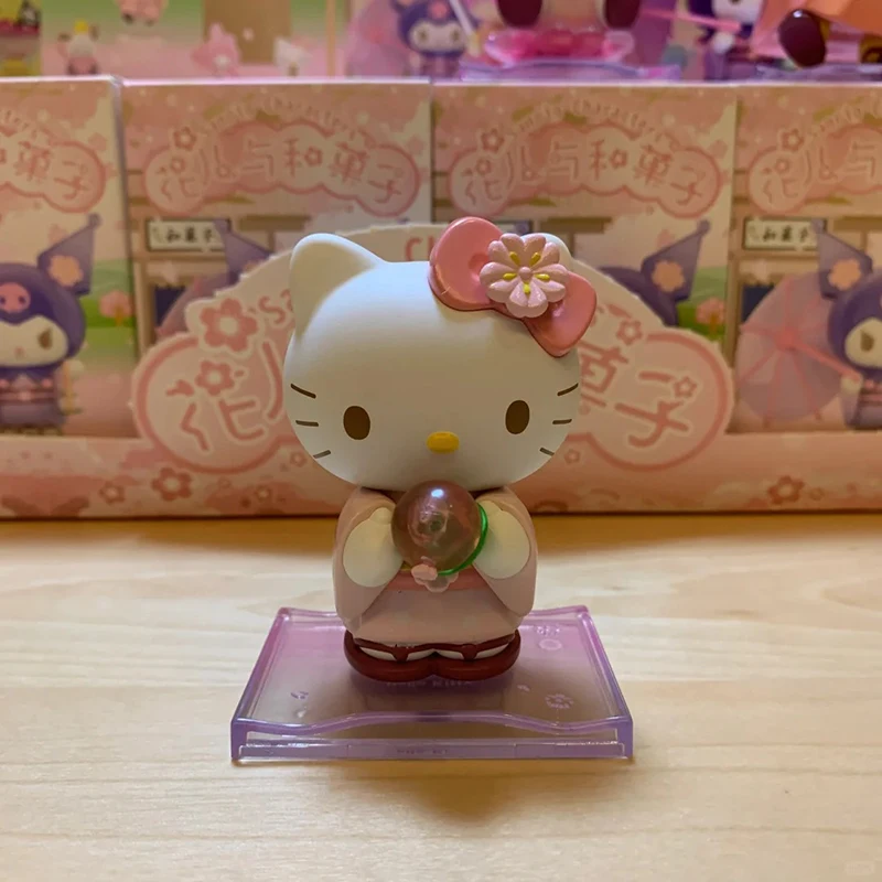 Sanrio Blossom And Wagashi Series Blind Box Kuromi Cinnamoroll Melody Pocahcco Action Figure Suprise Bag Anime Doll Toys Gifts